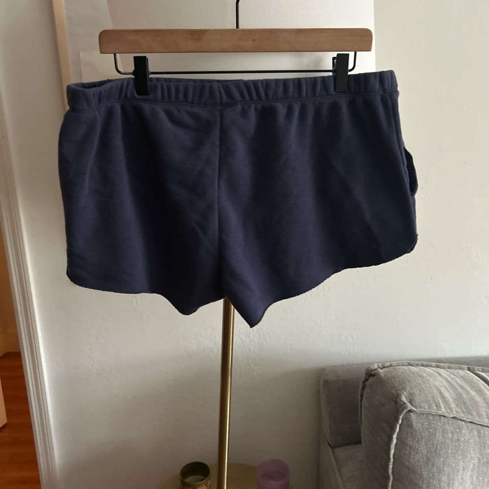Women's Navy Blue Bear Usa Graphic Shorts Size L Lounge Comfy Bear - Picture 3 of 7